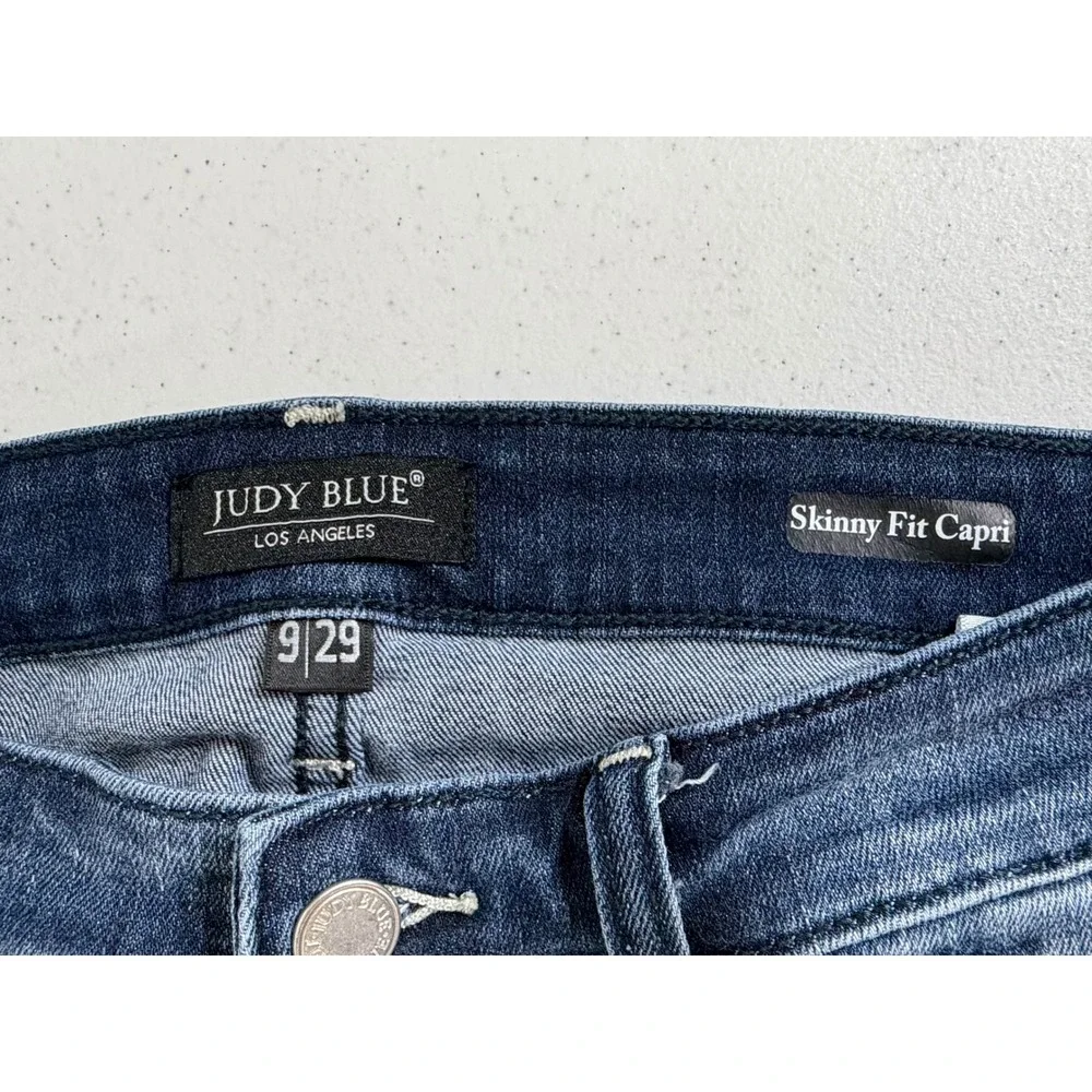 Judy Blue Skinny‎ Fit Capri Jeans 9/29 (28x27) Dark Wash Stretchy Mid Rise